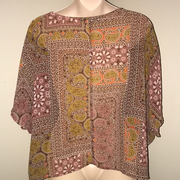 NWOT boho paisley poncho style knit blouse - Picture 7 of 8